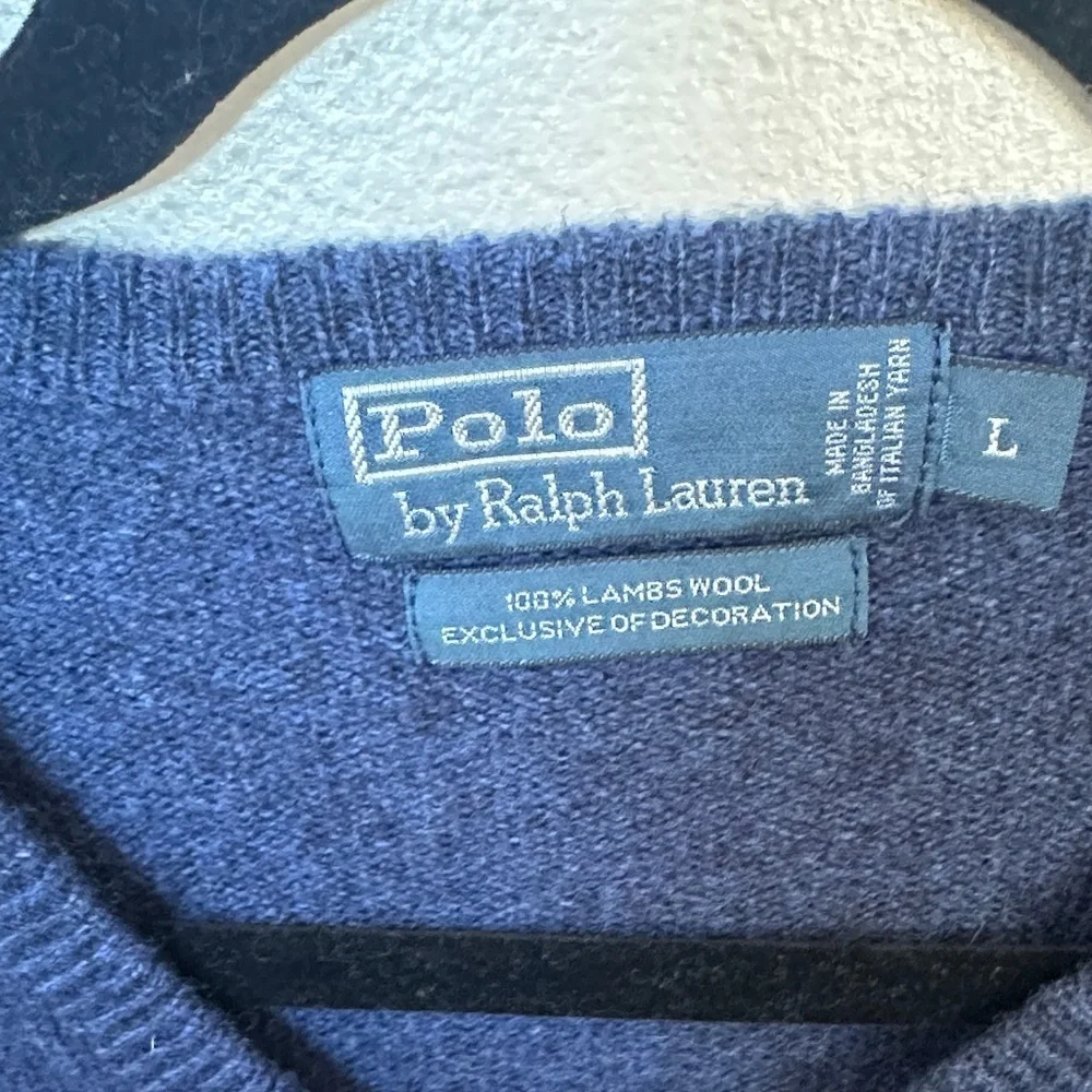 Polo Ralph Lauren Men's Deep Blue V-Neck Sweater lambswool,  sz large